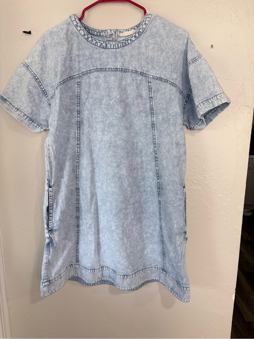 Light Blue Mineral Wash Shift Dress